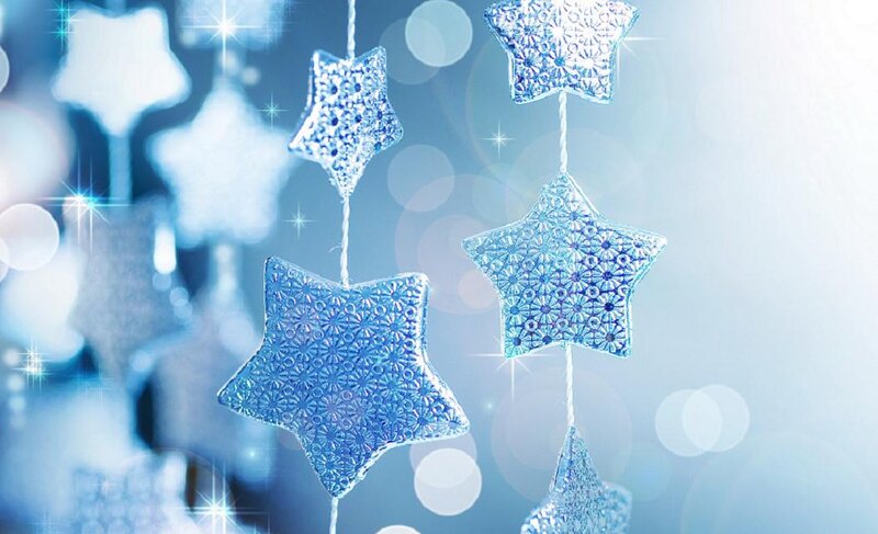 Blue Star Ornaments — Festive, Photograph