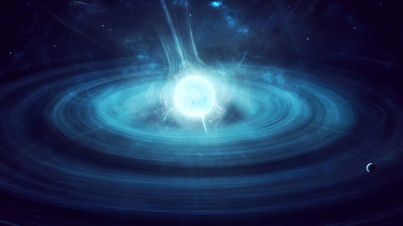 blue star system with planet