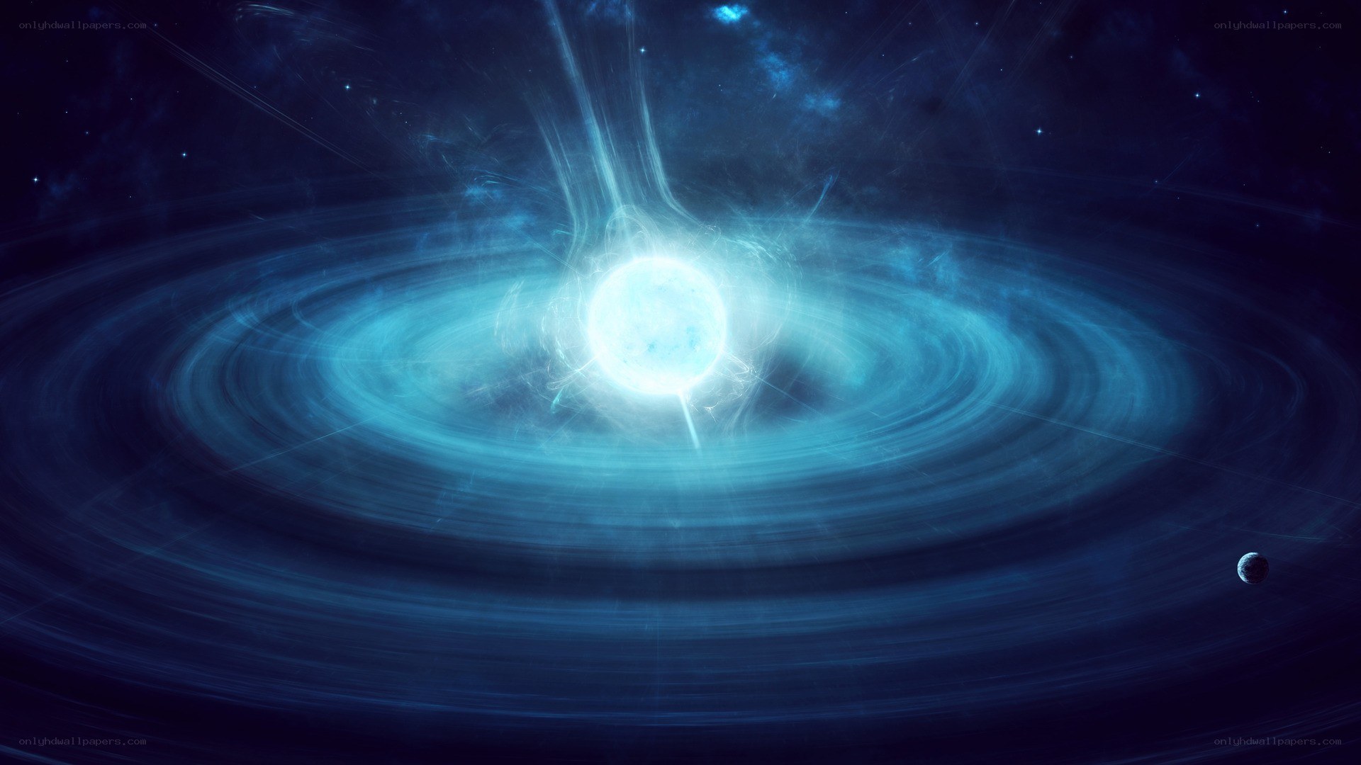 blue star system with planet