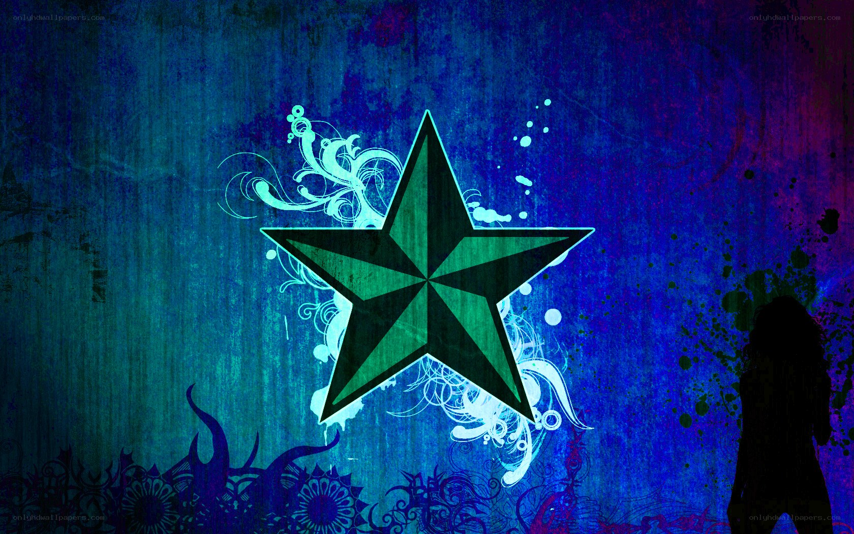 blue star with floral design