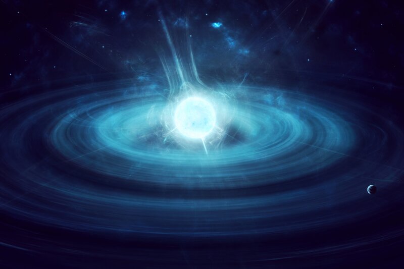 Blue Star with Planetary System