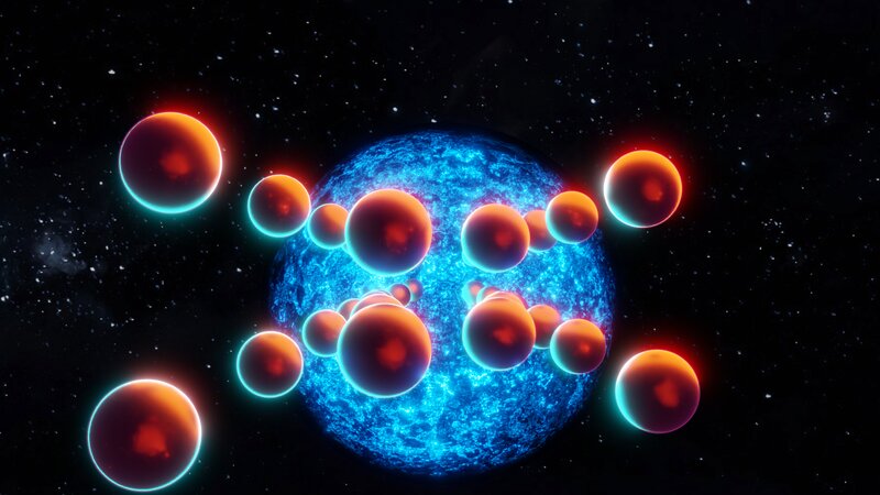 Blue Star with Planets — Dramatic