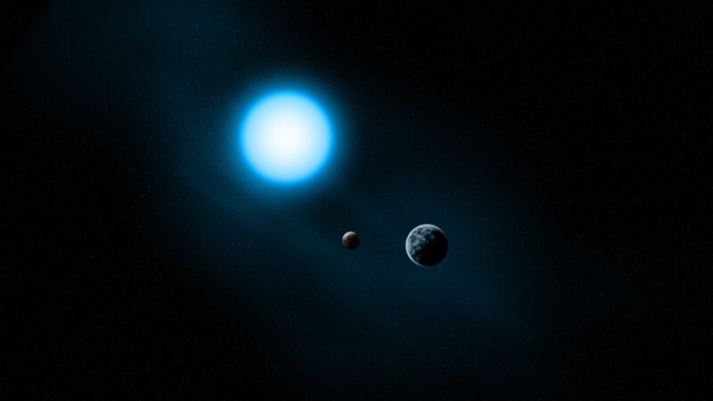 Blue Star with Two Planets — Black