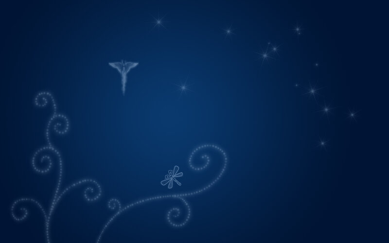 blue starry night with dragonfly