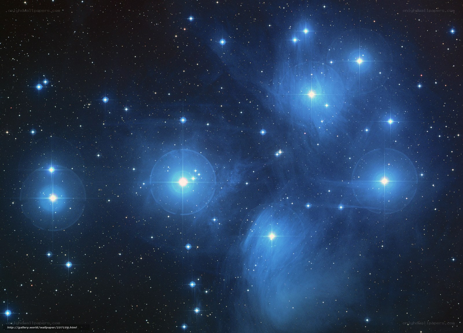 Blue stars in space
