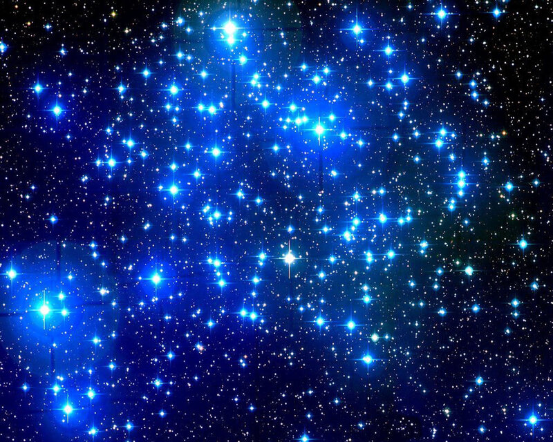 Blue Stars in Space — Serene, Night, Digital Art, Black