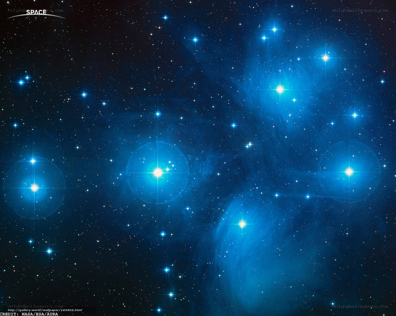 Blue stars in space
