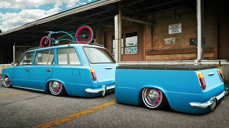 Blue Station Wagon — Calm, Afternoon, Digital Art