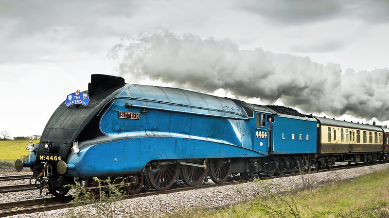 Blue Steam Locomotive — Dramatic