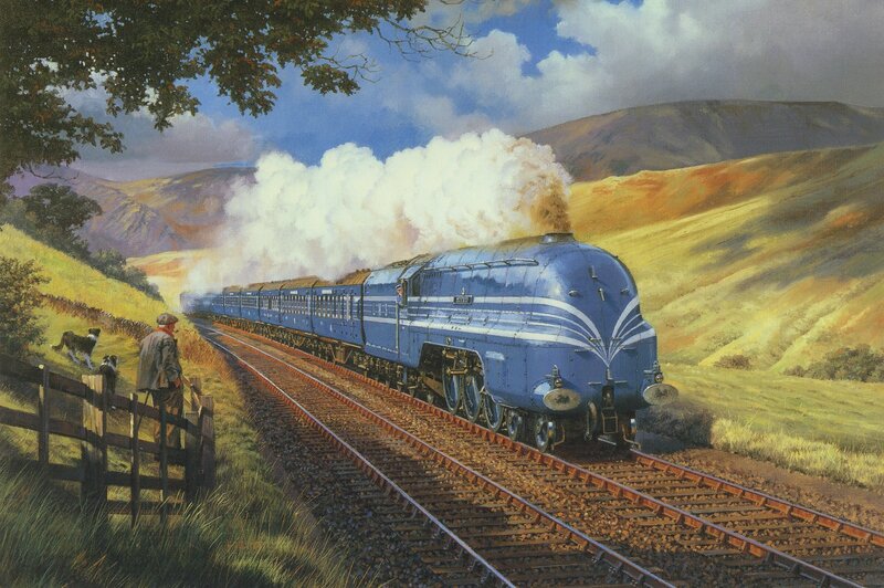 Blue Steam Train — Serene, Afternoon