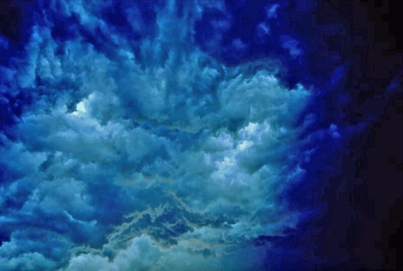 Blue storm clouds at night