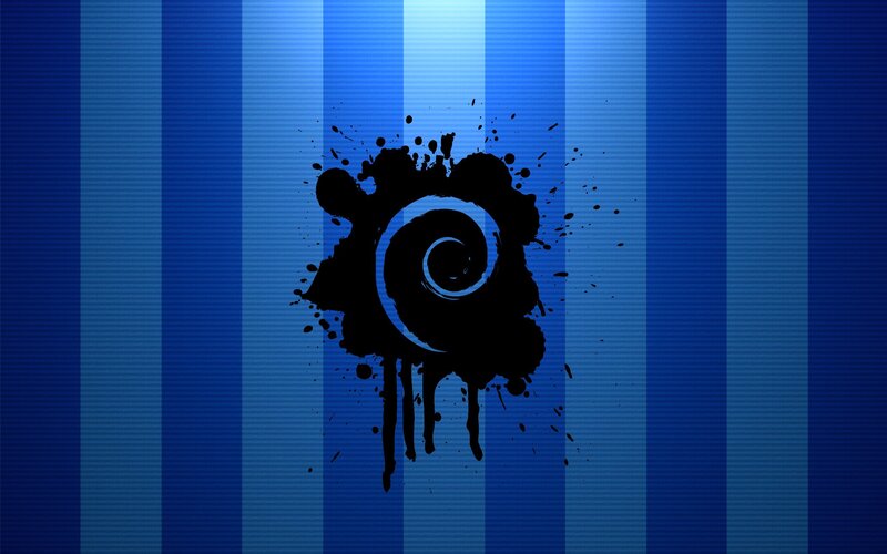 blue striped background with logo
