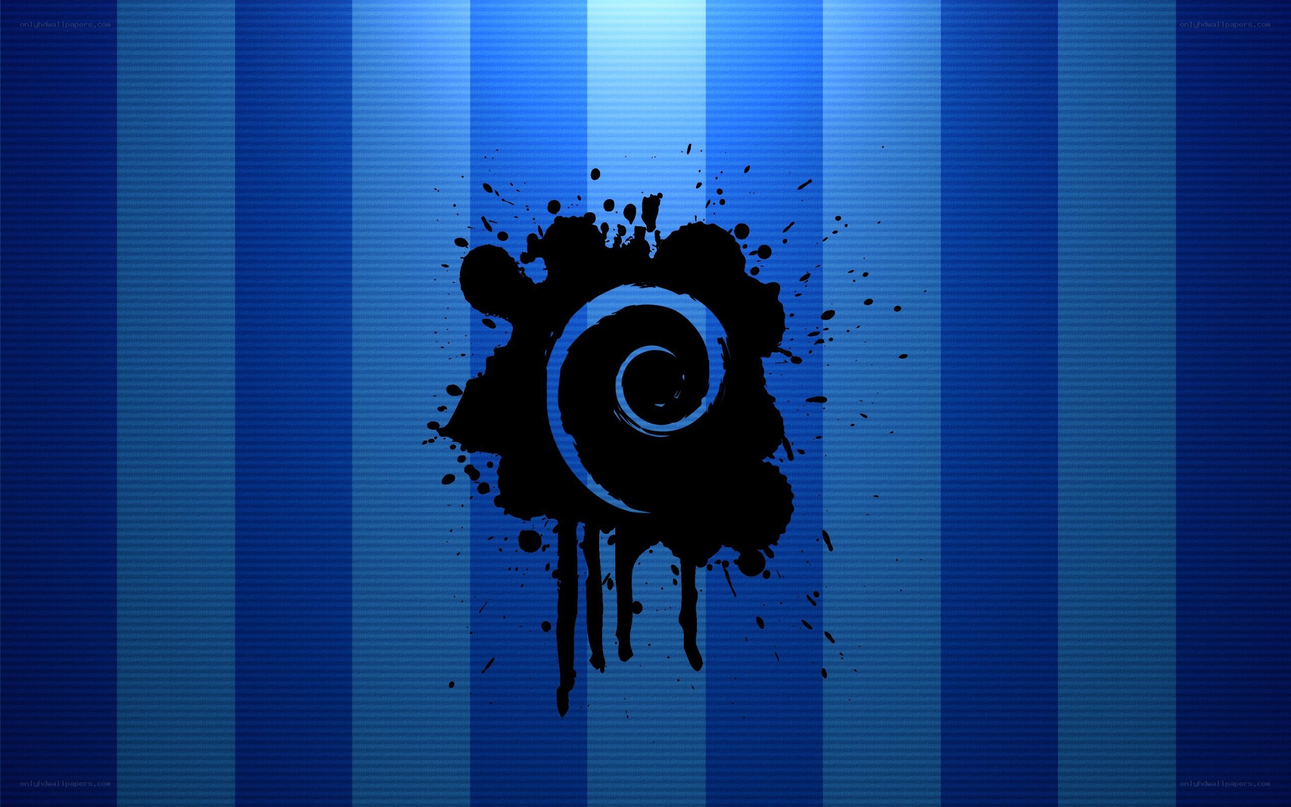 blue striped background with logo