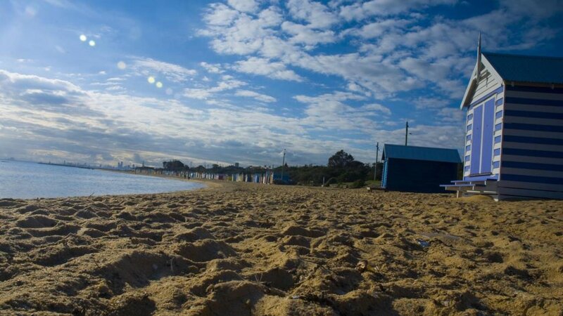 Blue Striped Beach Hut