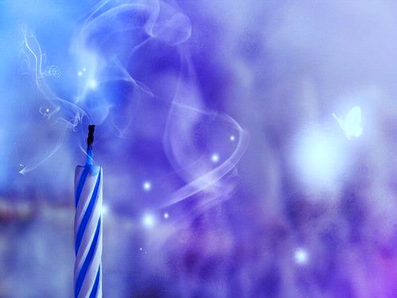 Blue Striped Candle
