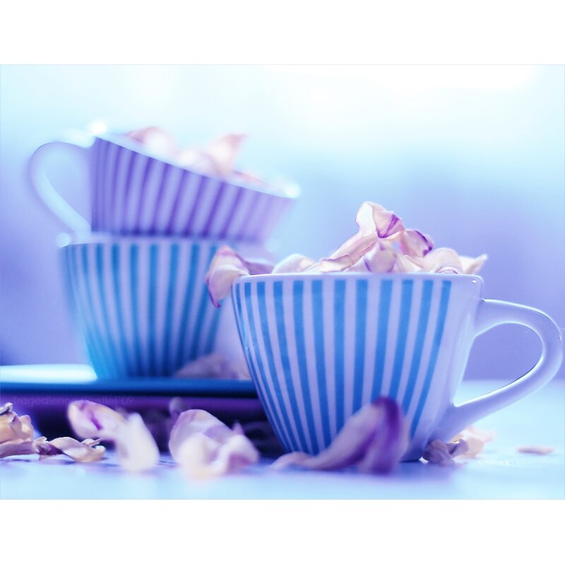 Blue-striped Cups with Petals