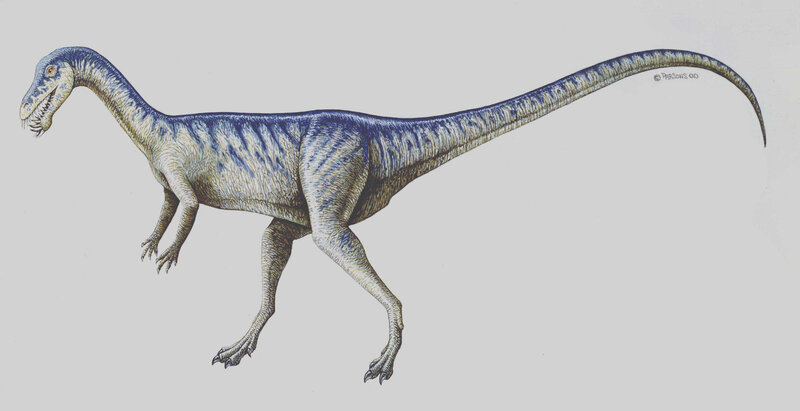 blue-striped dinosaur illustration