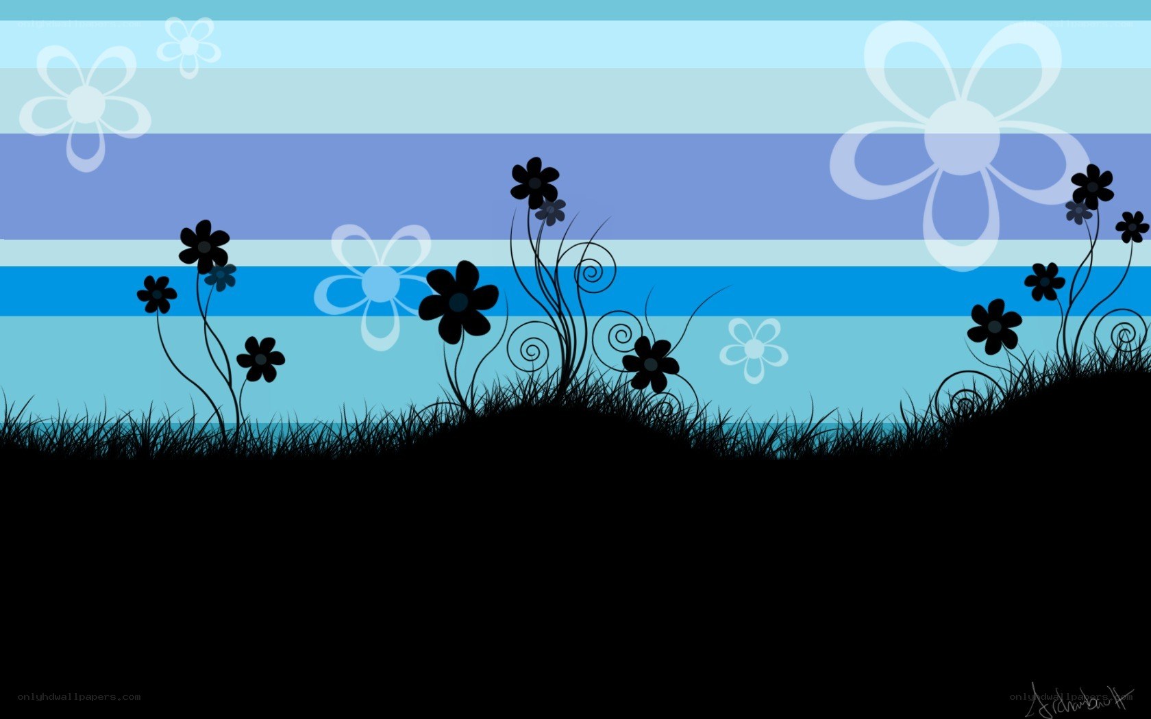 blue striped floral background