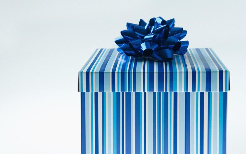 Blue Striped Gift Box — Neutral