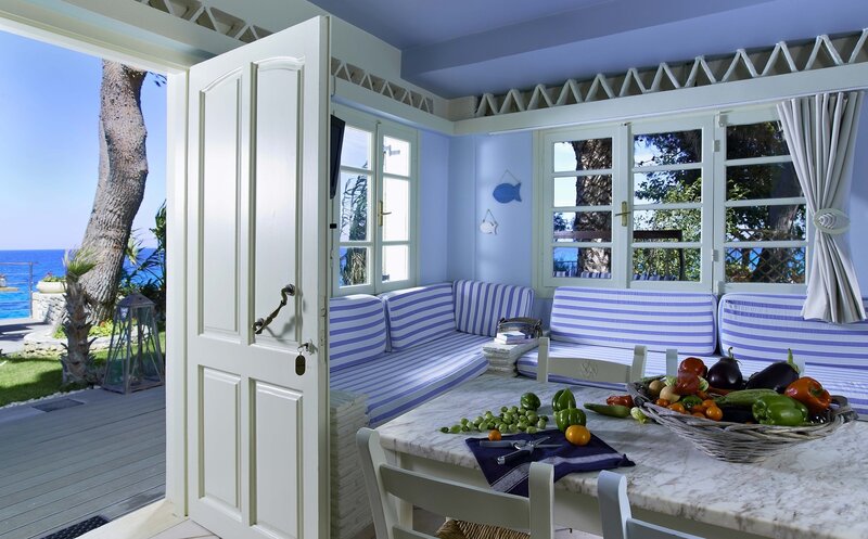 Blue-striped Sofa