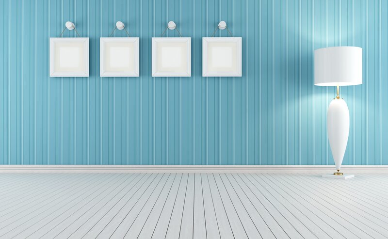 Blue striped wall room
