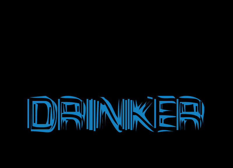 blue stylized drinker text