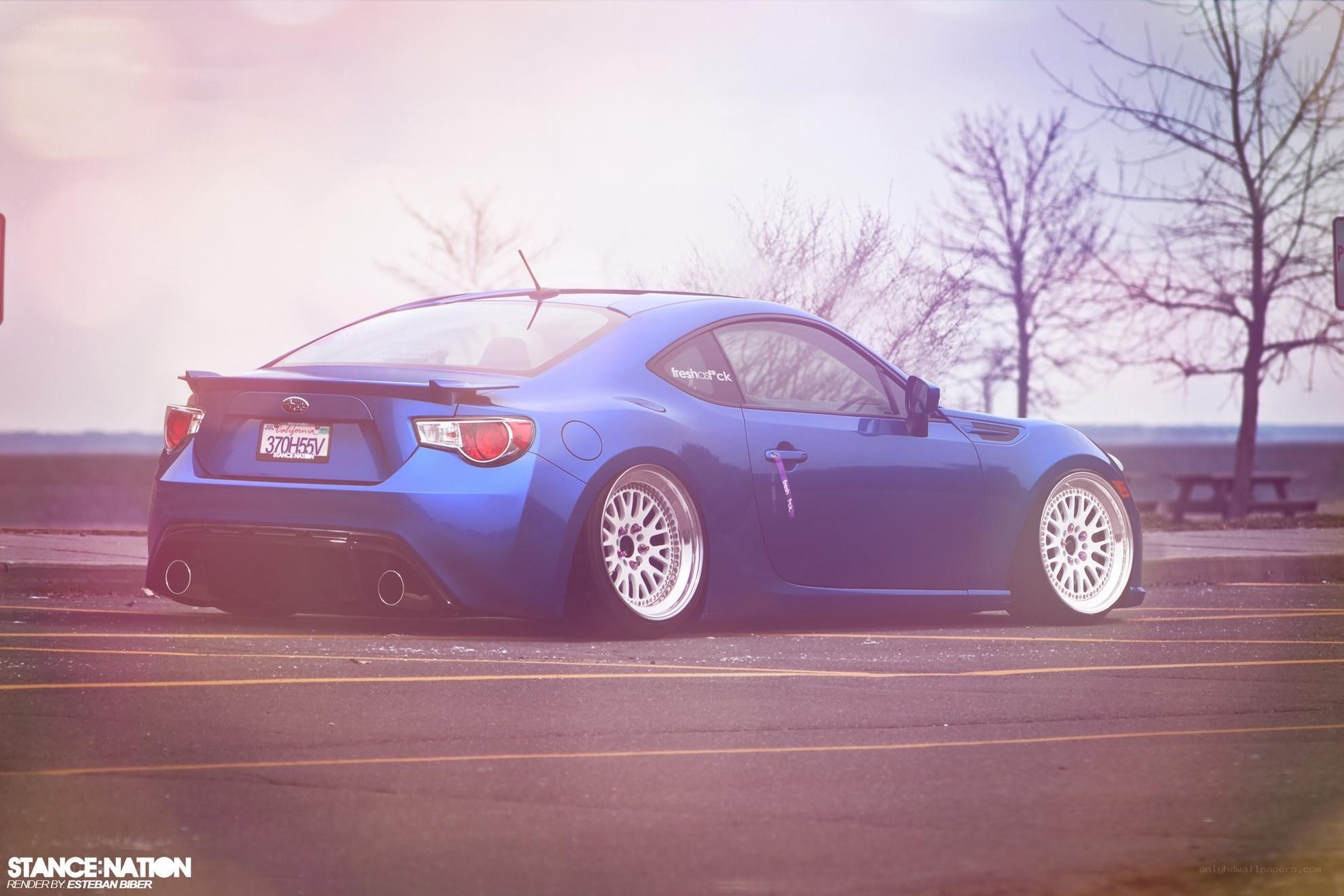blue subaru brz car