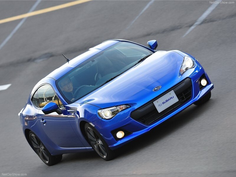 blue subaru brz in motion