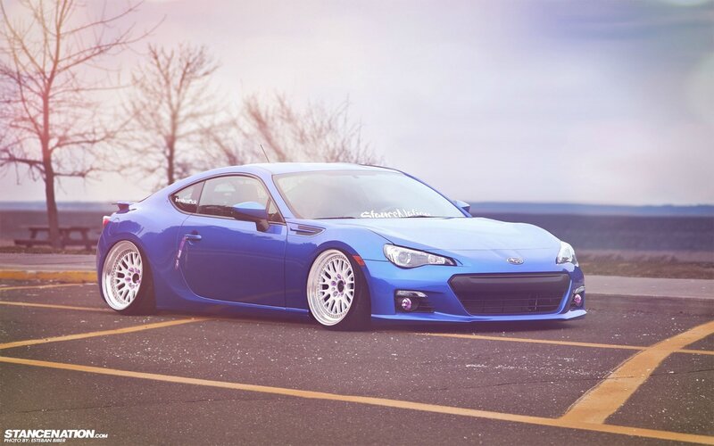blue subaru brz in parking lot
