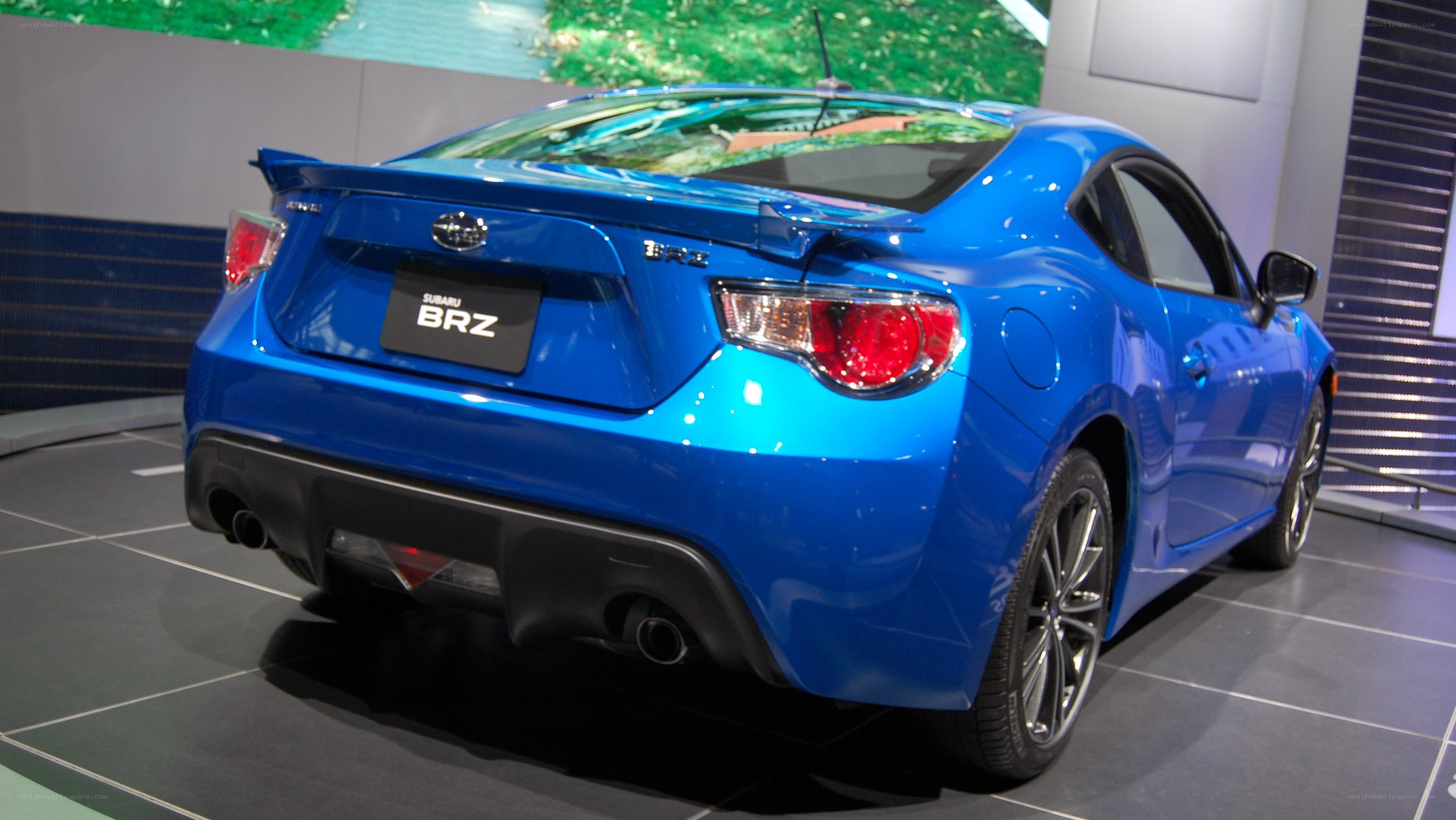 Blue Subaru BRZ rear view