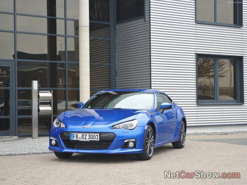 blue subaru brz sports car