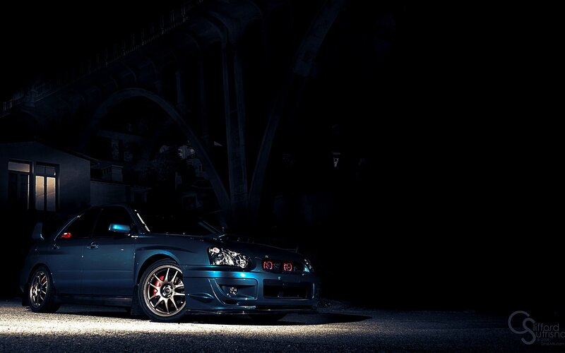 Blue Subaru Car — Dramatic, Night