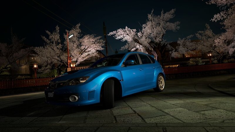 Blue Subaru Car — Serene, Night