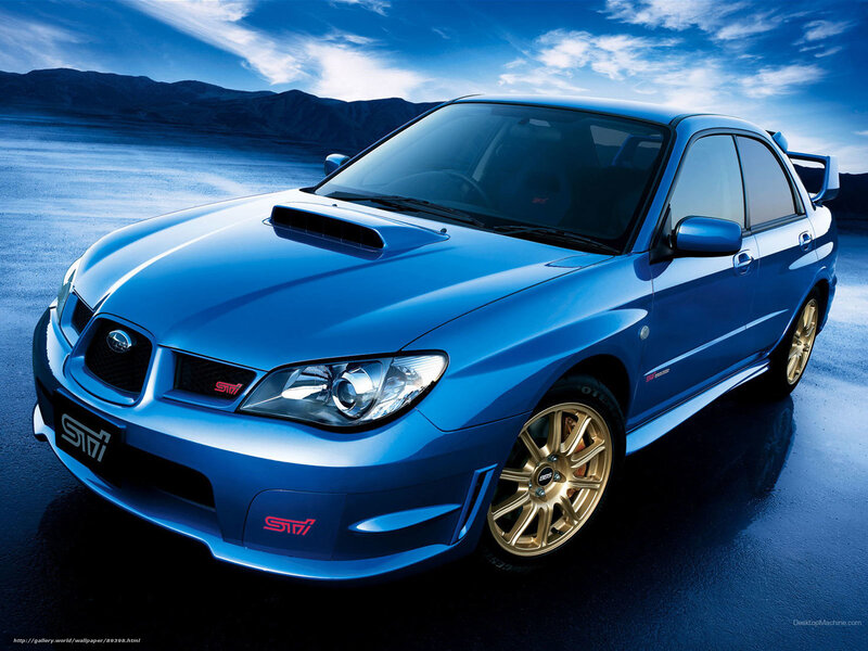 blue subaru impreza sti