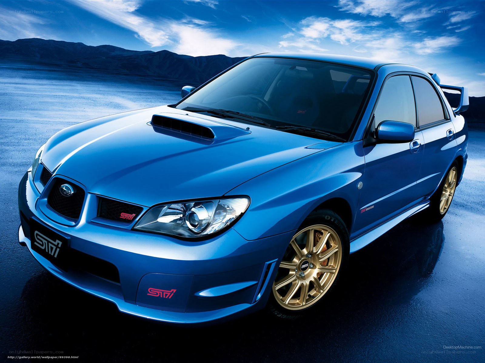 blue subaru impreza sti