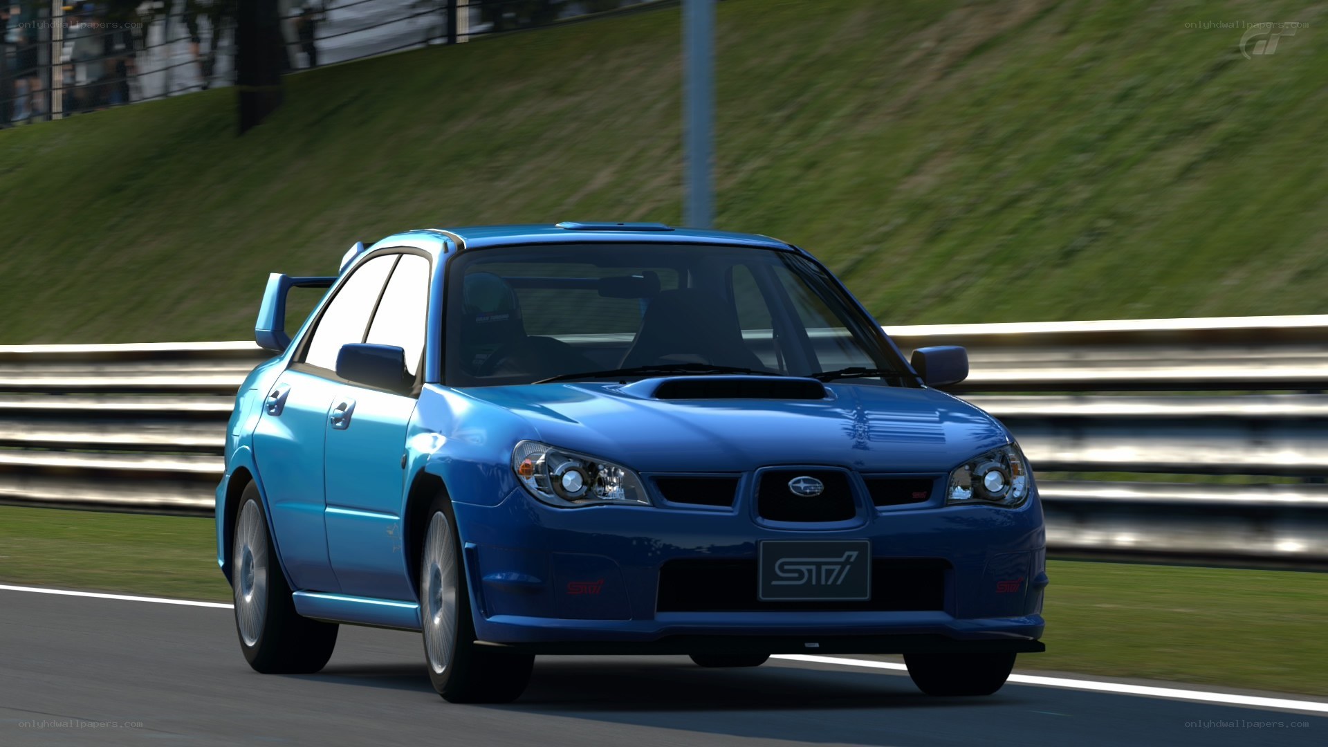 blue subaru on racetrack