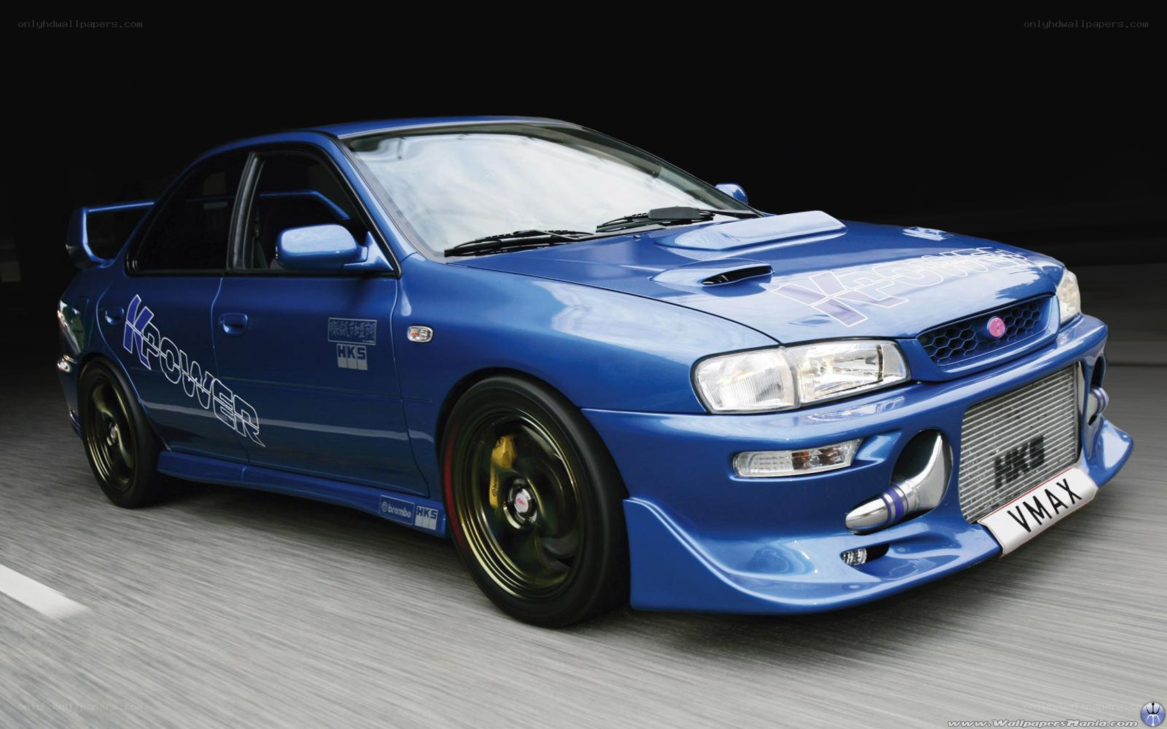 blue subaru performance car