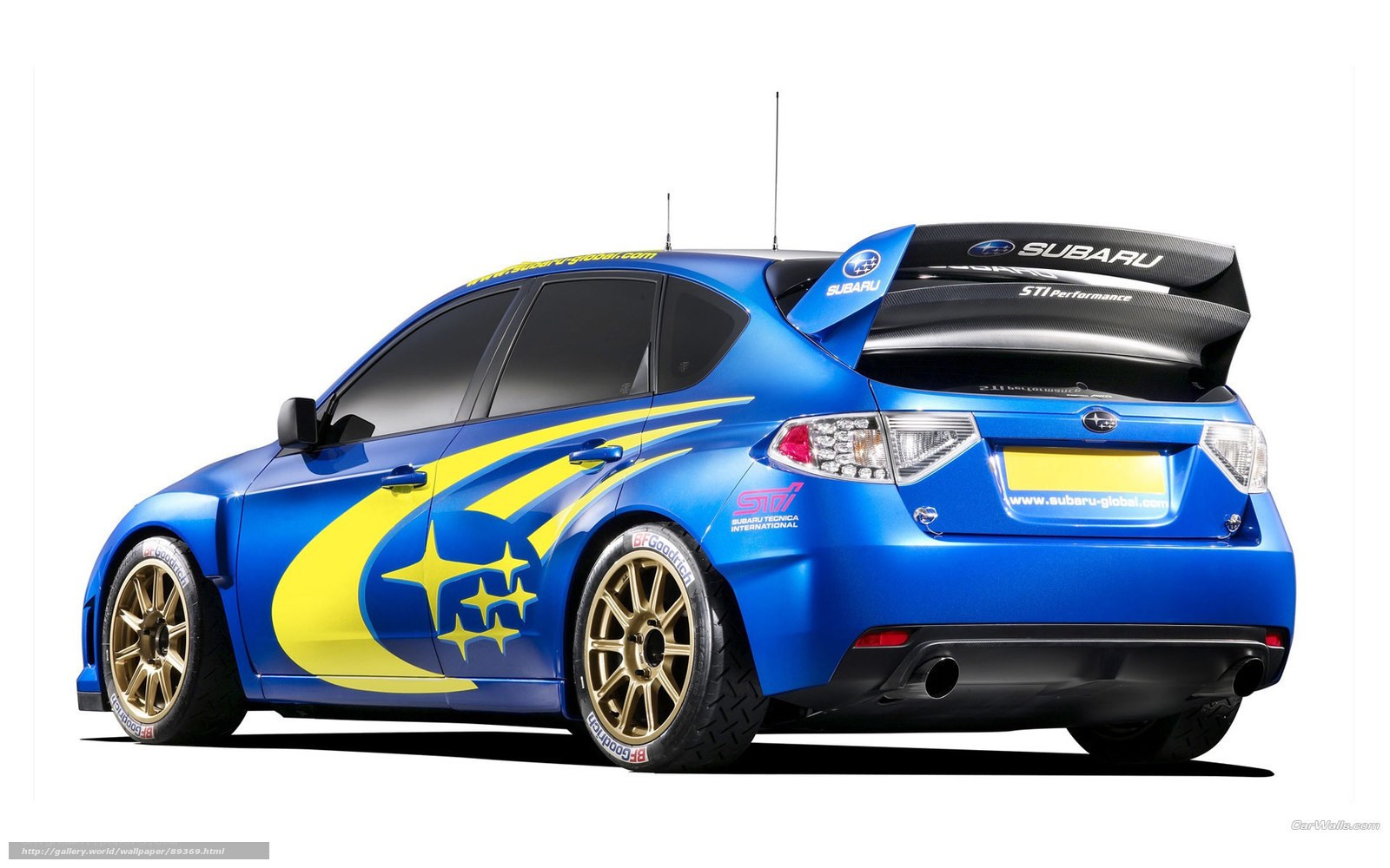 blue subaru rally car
