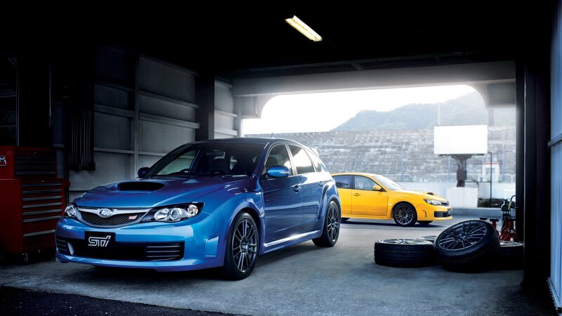 Blue Subaru Sti Car — Dramatic, Afternoon