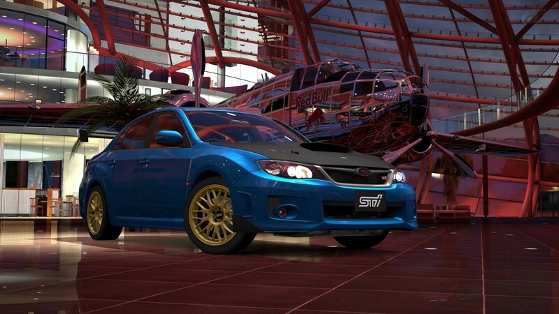Blue Subaru Sti Car — Dramatic, Night