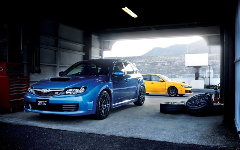 Blue Subaru Sti Car — Dramatic, Photograph