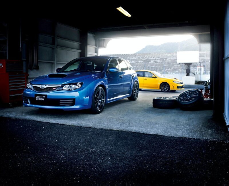 Blue Subaru Sti Car — Dramatic