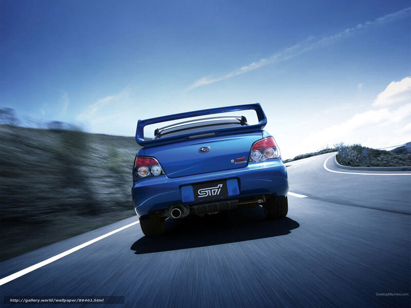 blue subaru sti on road