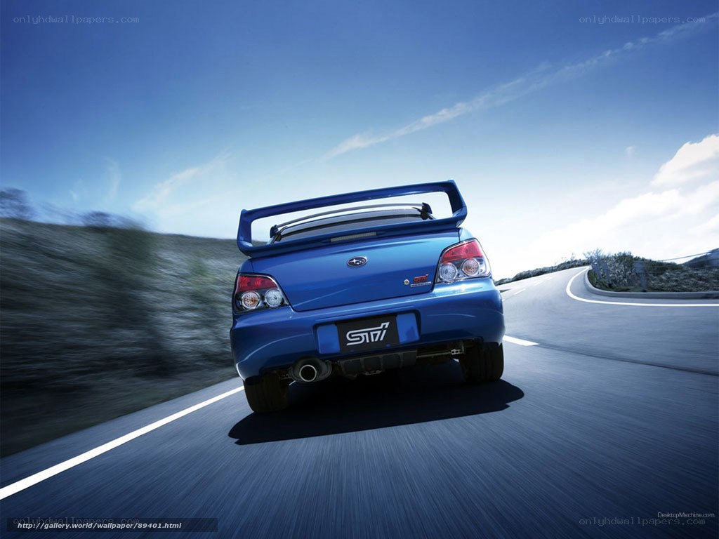 blue subaru sti on road