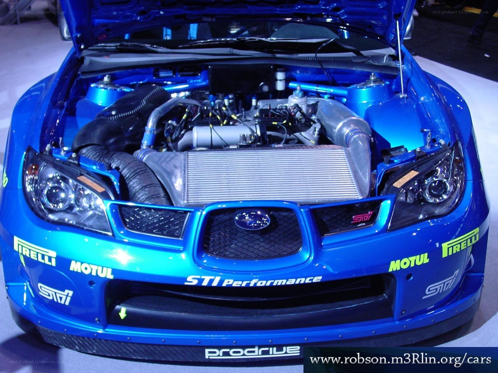 blue subaru sti performance car