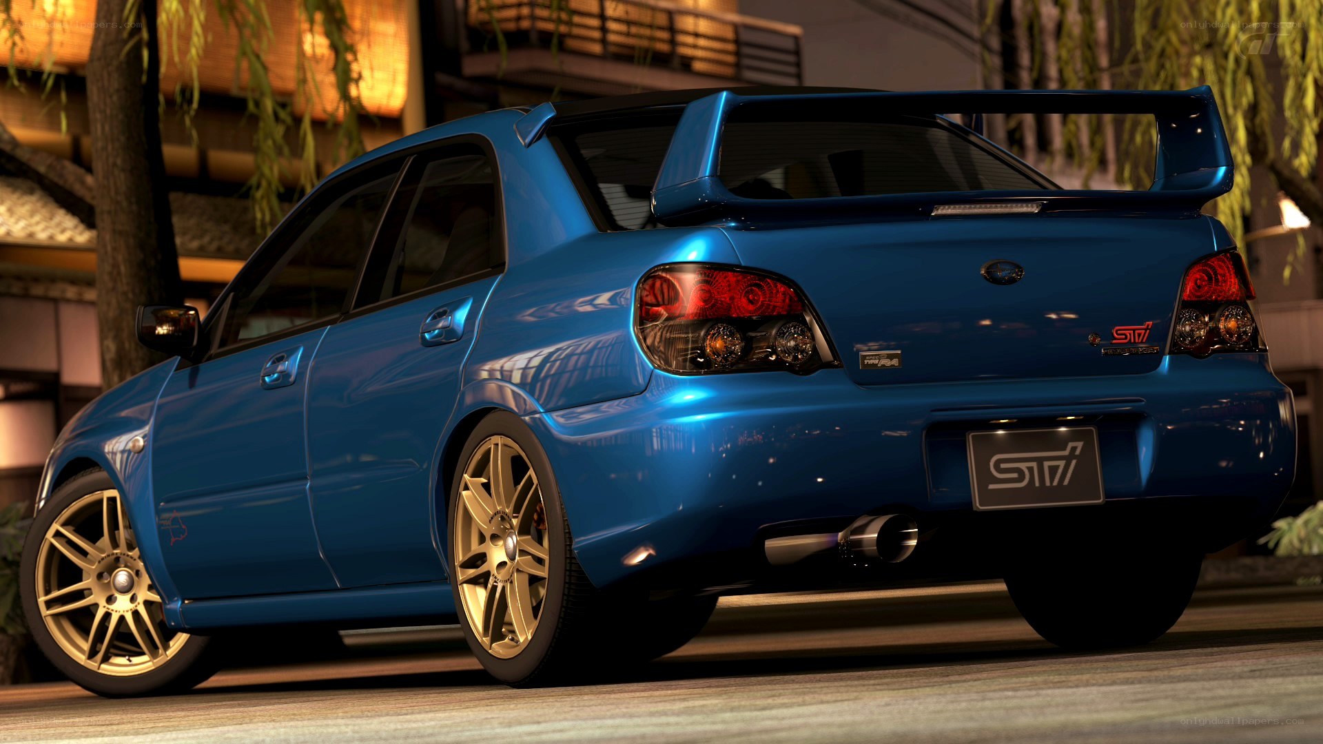 blue subaru sti sedan