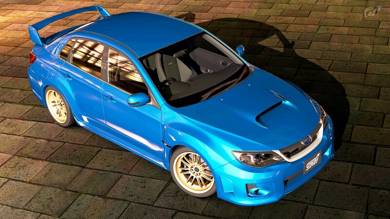 Blue Subaru Sti Sedan — Dramatic