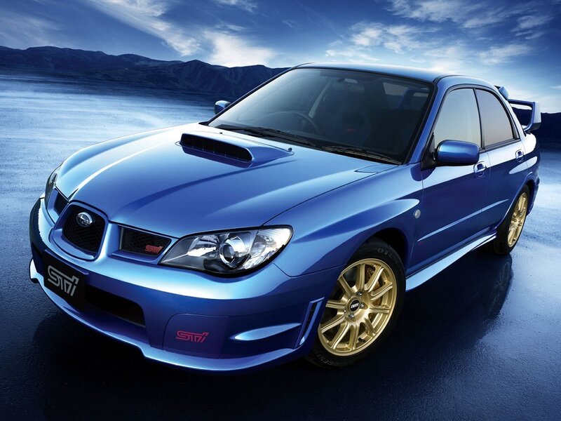 Blue Subaru STI sports car