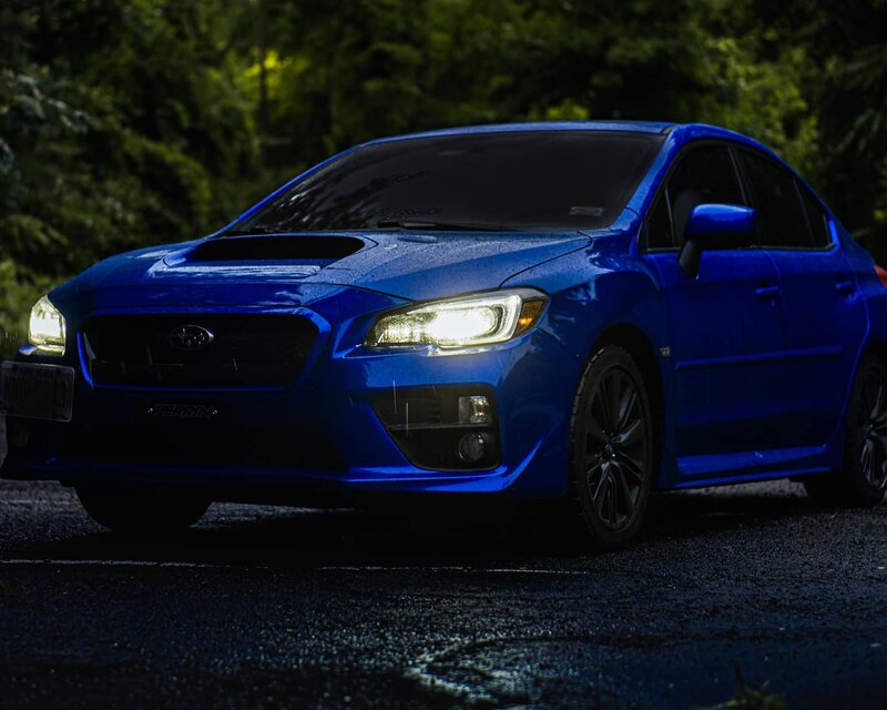 Blue Subaru Wrx — Dramatic, Night, Photograph