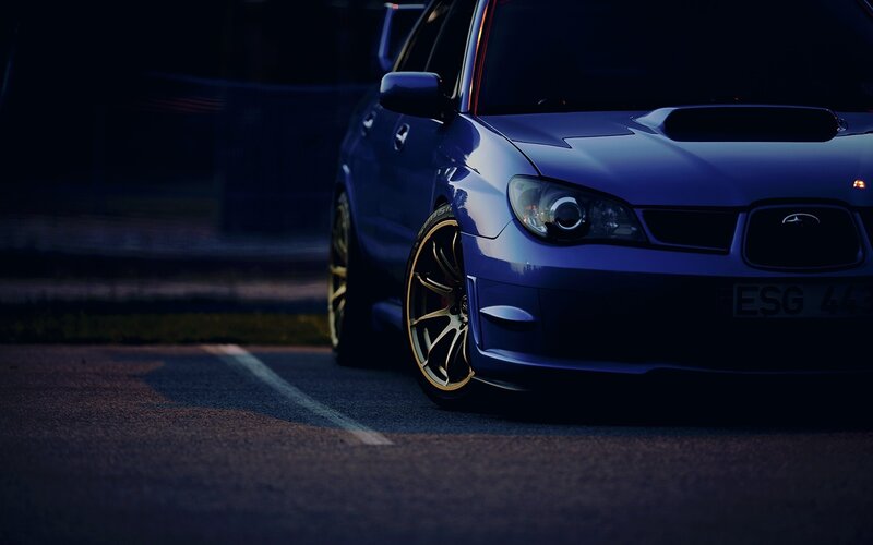 Blue Subaru Wrx — Dramatic, Night